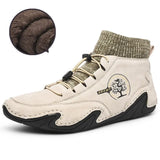 Men Boots Suede Leather Western Ankle Boots Men Warm Fur Winter Snow Boots Casual Shoes Sneakers Cowboy Botas