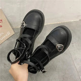 Lolita shoes Women heels platform mary janes Star Buckle Strap Mary Janes Women Cross-tied Girls Rivet Casual kawaii