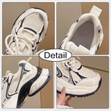 Size 35-39 Women Sneakers Platform Fashion Breath High Heels Shoes For Women Real Leather Lace-Up Pumps Casual