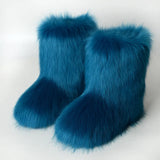 and The United States In The Tube 2023 New Casual Women's Shoes Fox Fur Boots Plus Velvet Anti-ski Boots Botas Para