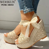 Fashion Summer Platform Wedge Sandals Ankle Strap Fish Mouth Espadrilles Sandals Sandalias Femininas Sandalen