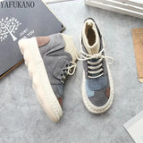 Matching Thick-Sole Big Head Doll Shoes Plus Velvet Women Boots Literary Retro Womens Short Boots Mori Girl Ankle