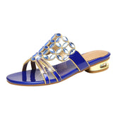Women's sandals fashion new slippers women's sandals leather slippers thick heel diamond large size sandals