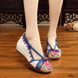 Breakj Not Include Shoe Box Single Shoes Full Size Inside Raised 5 Cm High Heels Embroidered Cloth Shoes Spring And Summer Women's