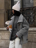 Casual Lapel Zipper Plush Coat Women's Loose Long Sleeved Solid Jacket With Pockets 2023 Autumn/Winter Warm Street
