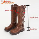 High Heels Women Mid Calf Boots 2023 Hot Punk Gothic Knee High Motorcycles Boots Buckle Comfy Walking Boots Autumn