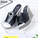 Summer Women's Platform Wedges Waterproof Sandals 10cm Super High Heel Women Shoes Gingham PVC