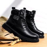 2023 New High Boots Men's High Top British Style Worker Boot High-Ankle Leather Casual Motorcycle Shoes Men's