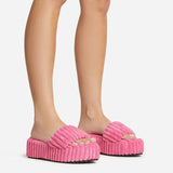 Women's Fashion Open-to-e Home Slippers Women's New Style platform slippers Summer Large Size Thick Soles, Towel Plush