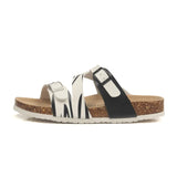 Fashion Print Cork Slipper 2023 New Summer Women Beach Double Buckle Slides