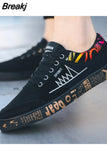 Spring Autumn New Men's Flat Shoes Fashion Comfortable Breathable Canvas Lace Casual