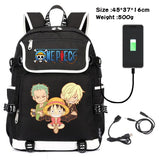 Anime Canvas Backpack Cartoon One Piece Cosplay Shoulder Bag School Laptop Bag Men Women USB Charging computer Travel