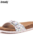 2023 New Fashion Summer Cork Slipper Women Casual Beach Mixed Color Flip Flops Slides