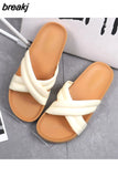 New Summer Women PVC Slippers Casual Beach Outside Cross Non-slip Slide