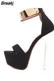 2023Summer Women Sandals Pumps Party Shoes Platform Sexy Elegant Stiletto Open Toe Super High Heel Stripper Shoes