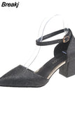 Summer New High Heels Shoes Fashion Sexy Pointed Shoes Banquet Party High Heels Ladies Sandals Square Heel Zapatos