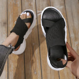 Women's Elastic Knitted Platform Sandals Summer 2023 Thick Bottom Slip On Sports Sandals Woman Hollow Out Thick Bottom