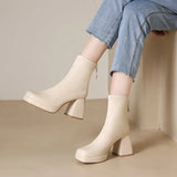 Women's Boots Fashion Chelsea Boots Back Zipper Autumn High-heeled Women Shoes Hot Selling Designer Big Size 43 Ankle