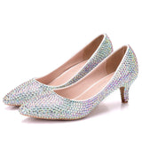 Queen Women Pumps Wedding Shoes Pointed Toe High Heels Cinderella