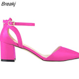 Women Sandals 5cm Single Work OL Thick Hight Heels Pointed Toe Sandal Sexy All-match Casual Party Wedding