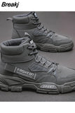 Mens Shoes High Top Lace-up Men Boots Autumn Comfortable Breathable Ankle Boots 2023 Fashion Military Booties Man Platform