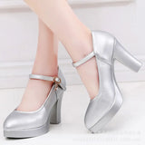 And Autumn Silver Model Cheongsam T Catwalk High Heel Thick Heel Waterproof Platform Performance Single Shoes Size 40-43 Women's