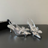 Breakj And Summer 2025 New JC Fairy Wind Hand Empty Pedal Sandals Bows And Flowers Pointed