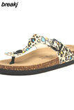 2023 New Women Print Cork Flip Flops Slipper Casual Summer Beach Outside Non-slip Slides
