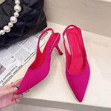 Fashion Spring Slingback Sandals Women Half Wrap Pointy Toe Designer High Heel Shoe Elegant Pleated Pumps Party Dress
