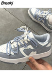Sewing Men Sneakers Contrasting Colors Light Flat Shoes Ladies Outdoor Luxury Men Running Shoes Heart Pattern