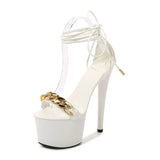 Decoration Buckle Strap Women Shoes New Chunky Heel Sandals Summer Platform High Heels Nightclub Party Pole Dance
