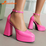 Pumps Chunky Heel Ankle Strap Shoes 2023 Spring Summer Wedding Shoes Fashion Sexy Mary Janes Pumps Big Size