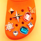1pcs Metal Rivets PVC Shoe Charms Decorations Red Blue Rhinestone Gemstone Designer Shoes Buckle Accessories Croc