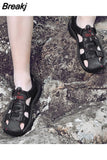 Men's Breathable Sandals Women Beach Casual Shoes Thick Sole Closed Toe Aqua Shoes for Hiking