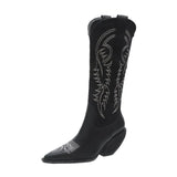 Women High Heels Wedges Long Riding Boots Winter Knee High Boots Designer Beige Heels Western Cowboy Boots