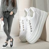 Breakj Small White Shoes Female Students 2024 Spring Autumn New Korean Version Of The Tide Thick Sole 7Cm Foreign Gas Pine Cake Casual