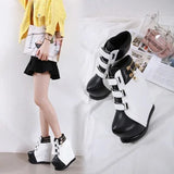 New Winter Muffin Bottom Short Tube Boots Thick Bottom Heightening Wedges Heels Women's Shoes Slope Heel Plush