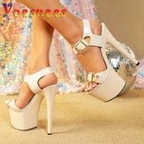Summer Platform Sandals For Women T-Runway Style High Heels Fashion Buckle Design Stilettos Night Club Pole Dancing