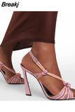 Thin High Women Sandals Fashion Summer 2023 Rivets Tassel Belt Buckle Genuine Leather Sandals High Quality Party
