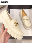 Women Loafers Platform Thick Sole British Style Lolita Low Heels Mary Jane Shoes White Jk Uniform Shoes Woman Casual Single