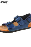 2023 New Summer Beach Cork Sandals Casual Women Outside Non-slip Black White Double Buckle Sandalias