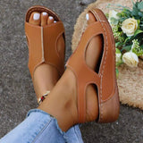 Women's Shoes Comfortable Slope Heel Independent Station Slippers Simple Large Size 2024 New Cool