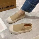 Soled Canvas Loafer Shoes for Women's Design Sense Board Shoes Biscuit Shoes Color Matching Slip on Flats Casual
