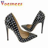 Star High Heels 12CM Pointed Thin Heel Single Shoes Shallow Mouth Rivet Women Pumps 2023 New Unique Design
