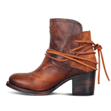Women Biker Ankle Boots PU Leather Wipe Color High Heel Lace Up Rubber Round Toe Black Platform Ladies Shoes Botas
