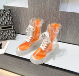 Platform Boots 2021 New Fashion Women Waterproof Ankle Boots Feminine Clear Heel Short Boots Sexy Female Rain