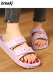 Platform Women EVA Flip Flops Beach Light Home Flat Heel Buckle Slippers Female Casual