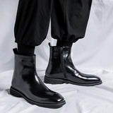 Breakj 2023 New Male British High Gang Middle Set Foot Side Zipper Big Head Retro Platform Work Boot