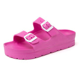 Sandals Women 2022 Summer Thick Bottom Flat Platform Candy Color Two Buckle Mule Slippers Plastic
