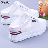 Women's Shoes Summer Mules White Slippers Platform Casual Mesh Hollowed Student Outdoor Breathable Spring Footwear Fashion